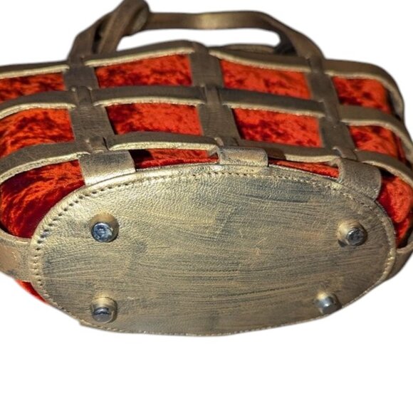 Just Campagne PANIER VALLÉE Valley Basket Velvet Handbag Purse Shoulder Bag - Picture 11 of 12